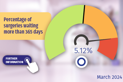 Percentage of surgeries waiting more than 365 days. Click here for more details.
