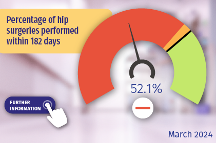 Percentage of hip surgeries performed within 182 days. Click here for more details.